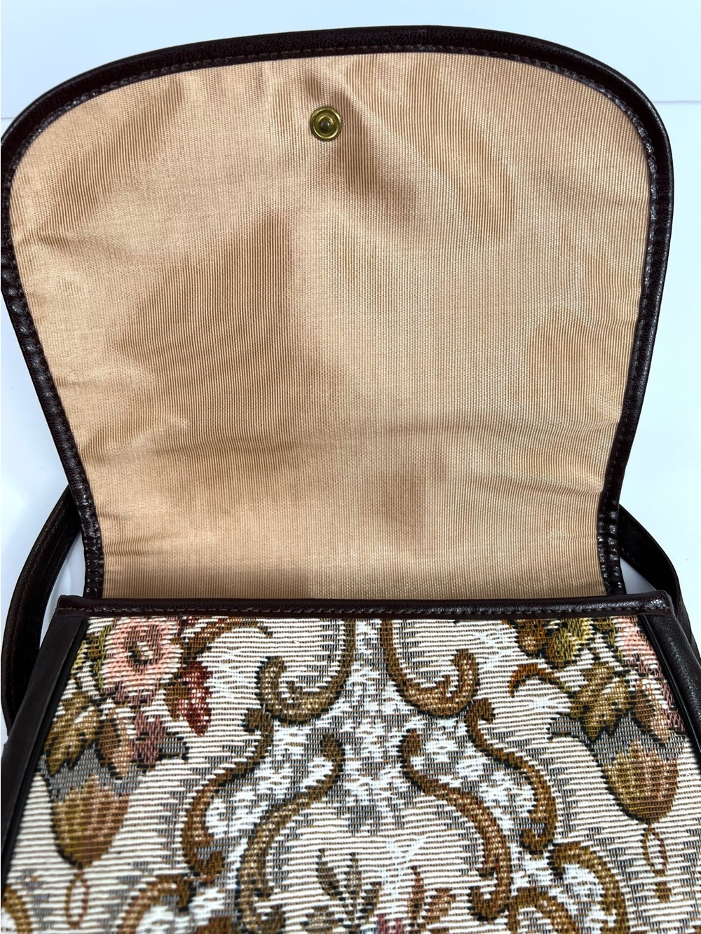 Vintage Made In England Tapestry Mini Shoulder Bag size S/M Beige Multi Floral - Picture 3 of 13